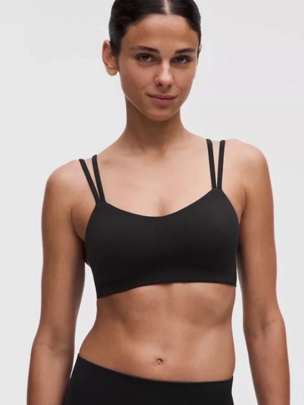 Lululemon Athletica Double-Strap Sports Bra in Black Striped, Size 2